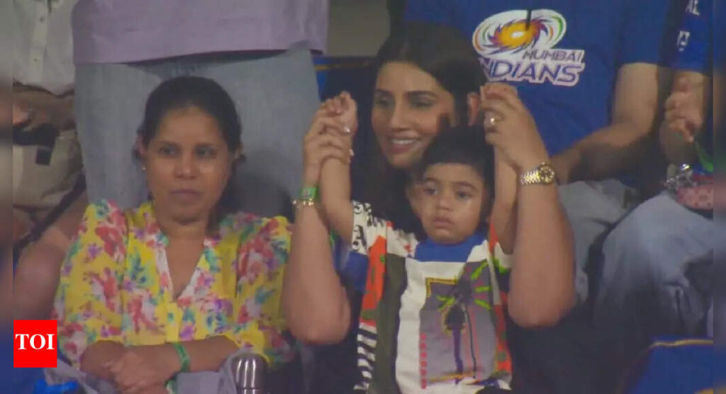 IPL 2025: Angad Bumrah’s wicket celebration with mom Sanjana goes viral
